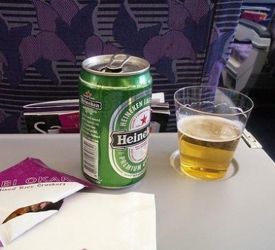 Heineken aan boord van een vliegtuig